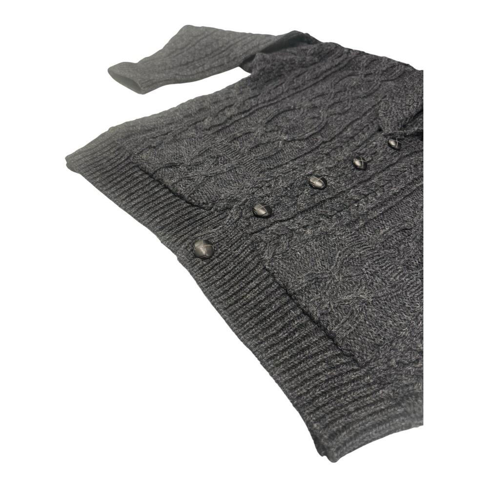 Aran Crafts Women's Gray Irish Wool Cable Knit Shawl Collar Cardigan Casual - Picture 6 of 7